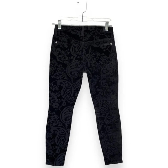 7FAM Black Velvet Paisley Pants‎ Ankle Skinny Size 25 Boho READ - Picture 3 of 12